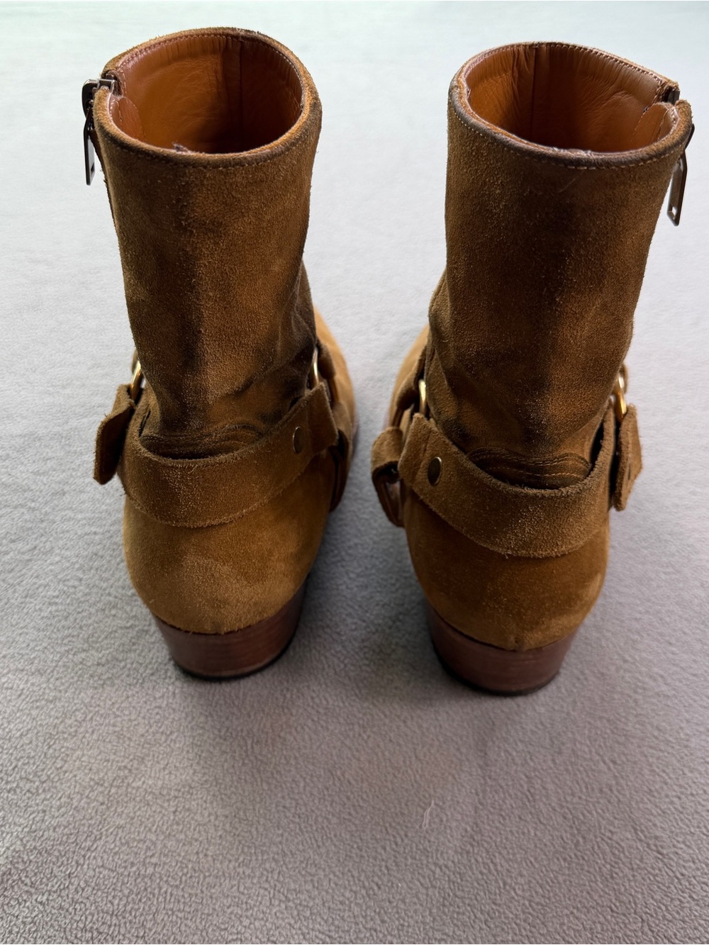Saint Laurent Paris Wyatt Harness Suede Boots Brown Tan Italy Men's EU 41 US 8 - Picture 11 of 12